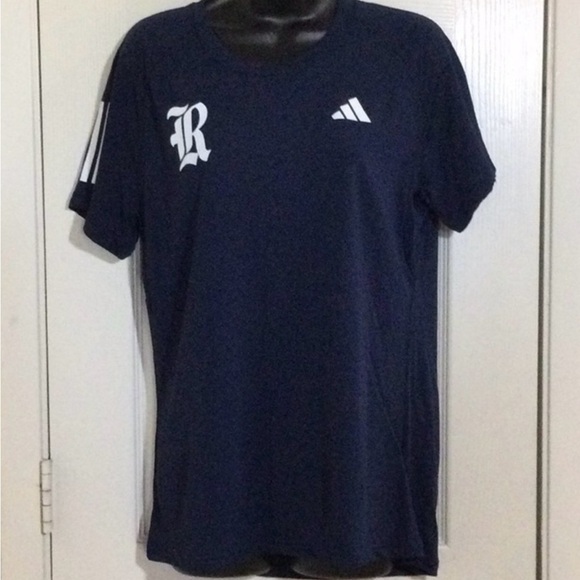 Adidas Womens Aeroready Rice Owls Club Tee T Shirt  Short Sleeve Stripe Sz L New - Picture 2 of 6